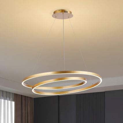 Brilagi - TWISTER LED lustrs uz troses, ar regulējamu spilgtumu, LED/105W/230V 3000-6000K Ø 100 cm zelta + tālvadības pults