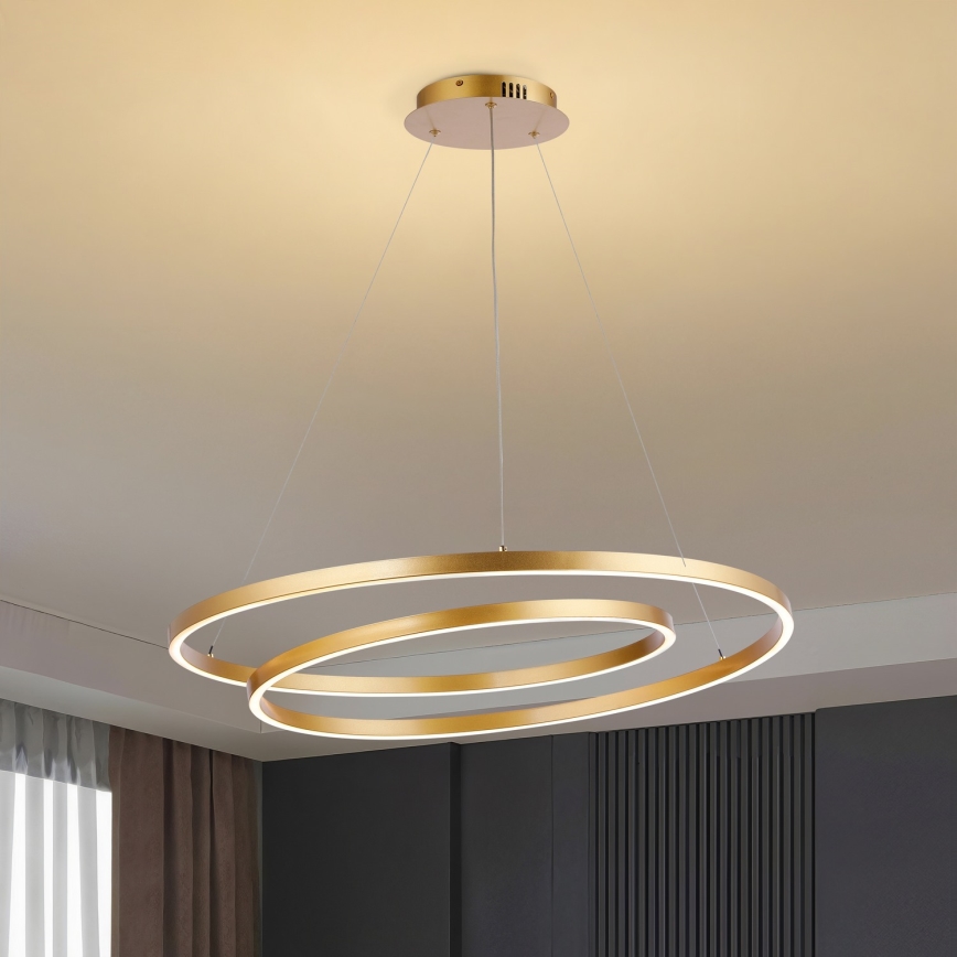 Brilagi - TWISTER LED lustrs uz troses, ar regulējamu spilgtumu, LED/105W/230V 3000-6000K Ø 100 cm zelta + tālvadības pults