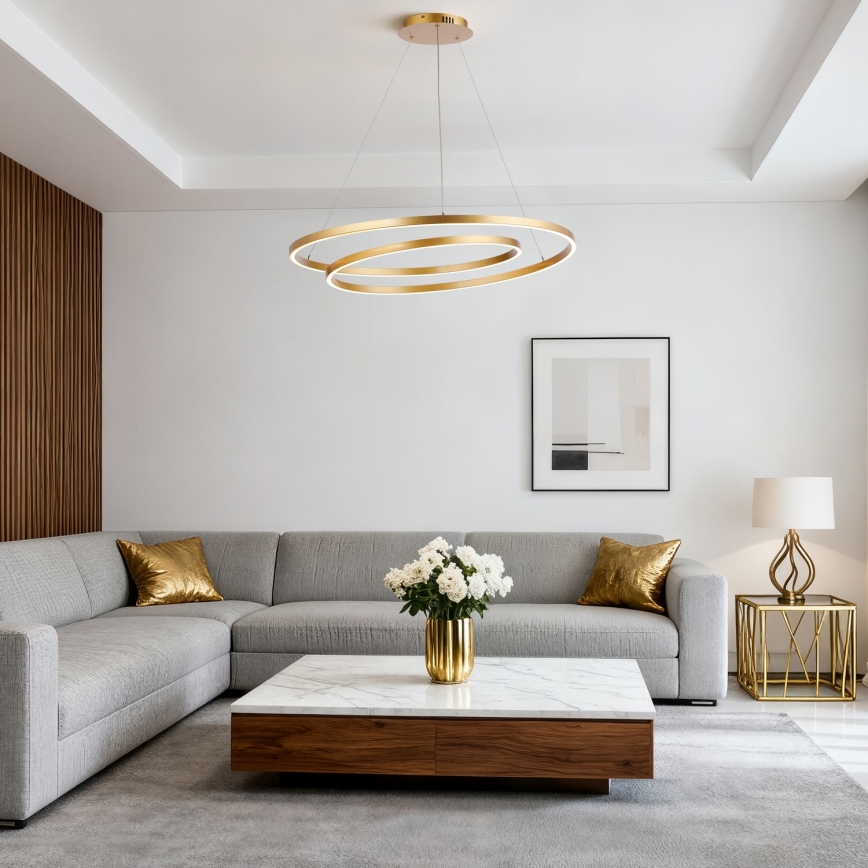 Brilagi - TWISTER LED lustrs uz troses, ar regulējamu spilgtumu, LED/105W/230V 3000-6000K Ø 100 cm zelta + tālvadības pults