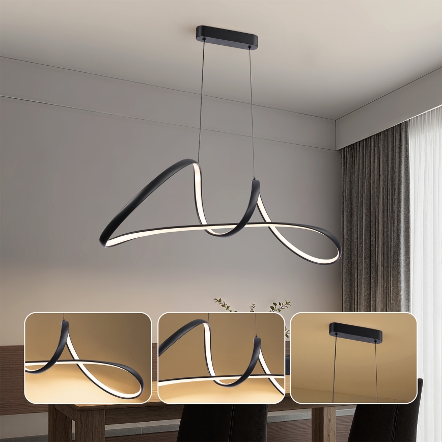 Brilagi - LED regulējama lustra uz kabeļa TWISTER LED/60W/230V 3000-6000K melna + tālvadība