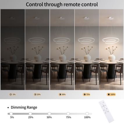 Brilagi - LED dimējama lustra uz vada TWISTER LED/48W/230V 3000-6000K Ø 50 cm balta + tālvadības pults
