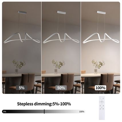 Brilagi - TWISTER LED aptumšojamā lustra uz troses LED/60W/230V 3000-6000K balta + tālvadība