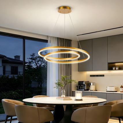 BRILAGI - LED regulējama pakaramā lampa uz troses TWISTER LED/75W/230V 3000-6000K Ø 70 cm zelta + tālvadība