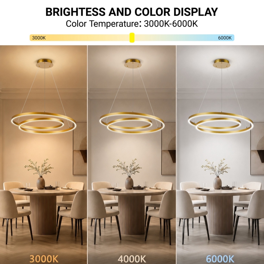 BRILAGI - LED regulējama pakaramā lampa uz troses TWISTER LED/75W/230V 3000-6000K Ø 70 cm zelta + tālvadība