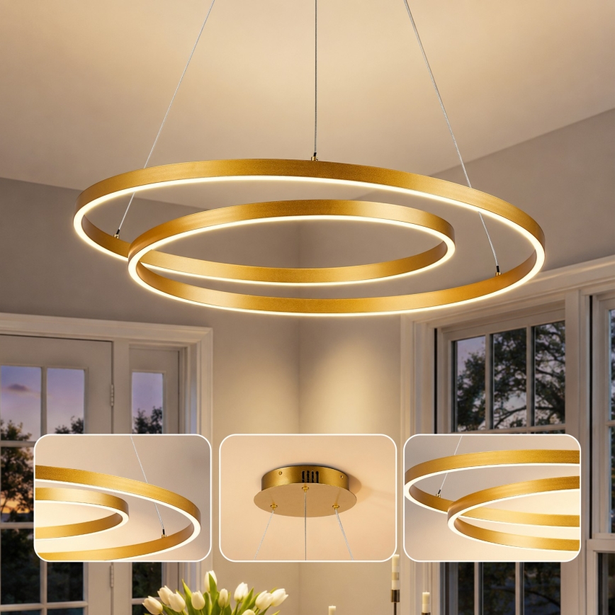 BRILAGI - LED regulējama pakaramā lampa uz troses TWISTER LED/75W/230V 3000-6000K Ø 70 cm zelta + tālvadība