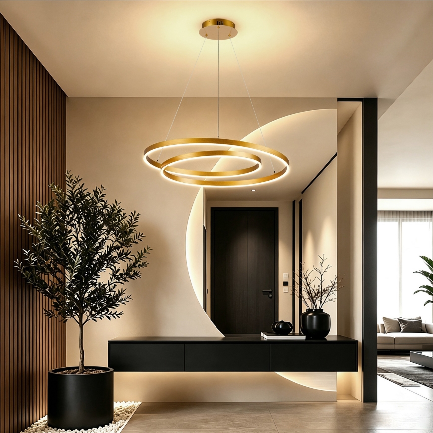 BRILAGI - LED regulējama pakaramā lampa uz troses TWISTER LED/75W/230V 3000-6000K Ø 70 cm zelta + tālvadība