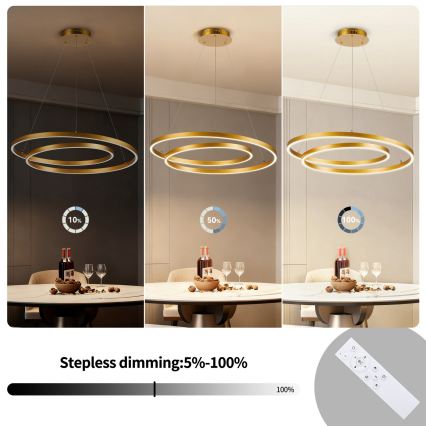 BRILAGI - LED regulējama pakaramā lampa uz troses TWISTER LED/75W/230V 3000-6000K Ø 70 cm zelta + tālvadība