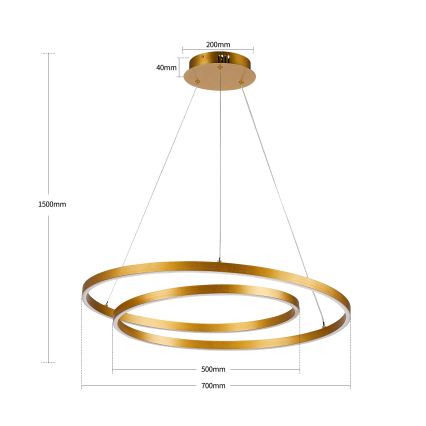 BRILAGI - LED regulējama pakaramā lampa uz troses TWISTER LED/75W/230V 3000-6000K Ø 70 cm zelta + tālvadība