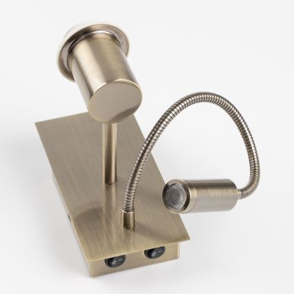 Brilagi - LED lokanā sienas lampa NUBILA 1xE27/25W/230V + LED/3W misiņš/dzeltena