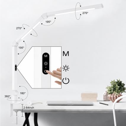 Brilagi - LED dimmējama skārienjūtīga lokana galda lampa VARIO LED/12W/230V 3000/4000/5000/6500K CRI 92 balta
