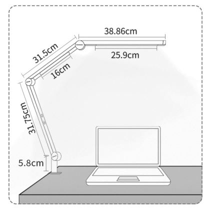 Brilagi - LED dimmējama skārienjūtīga lokana galda lampa VARIO LED/12W/230V 3000/4000/5000/6500K CRI 92 balta