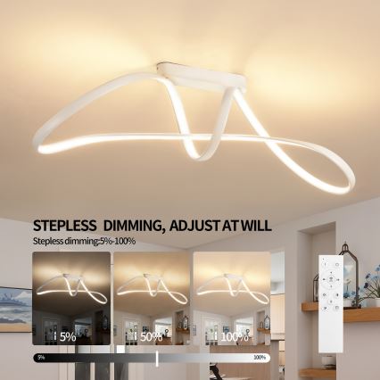 Brilagi - LED regulējama virsmas griestu lampa TWISTER LED/60W/230V 3000-6000K balta + tālvadība