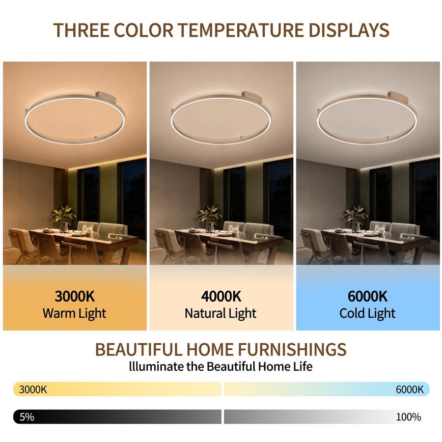 BRILAGI - Regulējams LED griestu gaismeklis PORTOFINO LED/60W/230V 3000-6000K diametrs 80 cm bēšs + ar tālvadības pulti