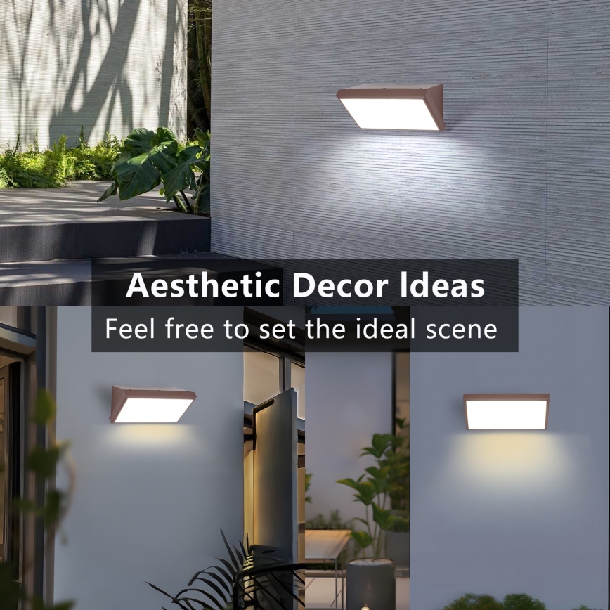 Brilagi - LED ar regulējamu spilgtumu āra sienas gaismeklis TRIANGLE 1xE27/6W/230V 2700-6500K IP65 brūns