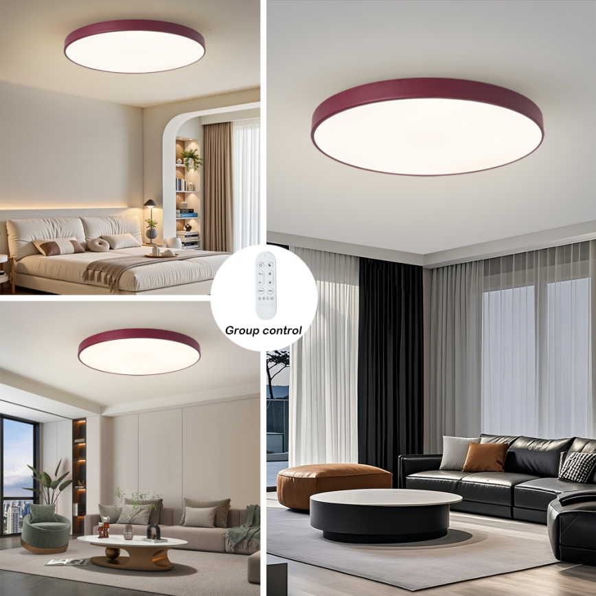 Brilagi - regulējams LED gaismeklis POOL SMART LED/128W/230V Ø 100 cm 3000–6000K Wi‑Fi Tuya + tālvadības pults, burgundijas krāsa