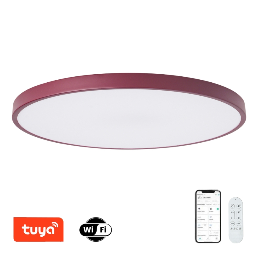 Brilagi - regulējams LED gaismeklis POOL SMART LED/128W/230V Ø 100 cm 3000–6000K Wi‑Fi Tuya + tālvadības pults, burgundijas krāsa