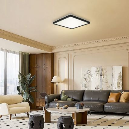 Brilagi - LED regulējams gaismeklis ar kustības un krēslas sensoru ULTRA PLĀNS LED/18W/230V 30x30 cm + tālvadības pults