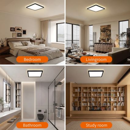 Brilagi - LED regulējams gaismeklis ar kustības un krēslas sensoru ULTRA PLĀNS LED/18W/230V 30x30 cm + tālvadības pults