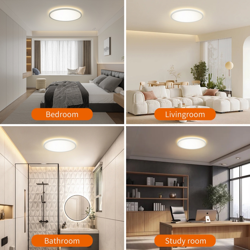 Brilagi - LED regulējams gaismeklis ar kustības un krēslu sensoru ULTRA PLĀNS LED/24W/230V diametrs 42 cm + tālvadības pults