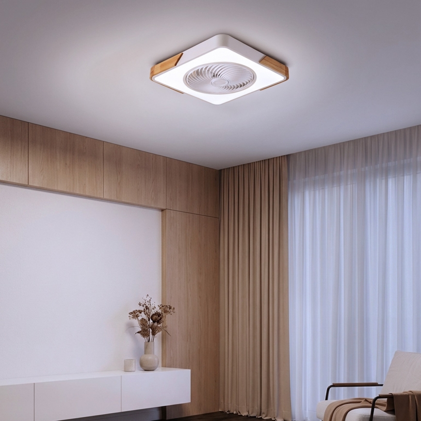 Brilagi - LED dimmējams griestu gaismeklis ar ventilatoru LED/30W/230V 3000-6500K balts/ozols + tālvadības pults