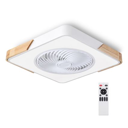 Brilagi - LED dimmējams griestu gaismeklis ar ventilatoru LED/30W/230V 3000-6500K balts/ozols + tālvadības pults