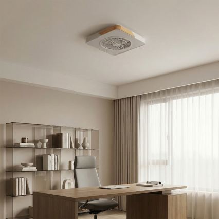Brilagi - LED dimējams griestu gaismeklis ar ventilatoru LED/38W/230V 3000-6500K 50x50 cm balts/ozols + tālvadība