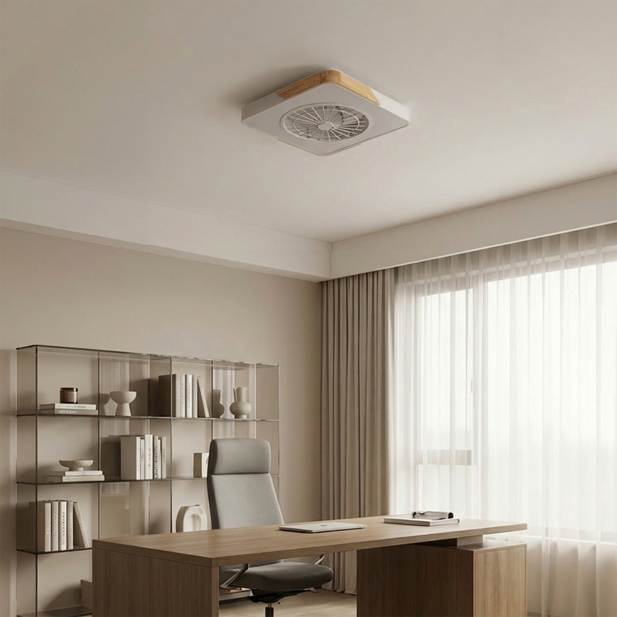 Brilagi - LED dimējams griestu gaismeklis ar ventilatoru LED/38W/230V 3000-6500K 50x50 cm balts/ozols + tālvadība