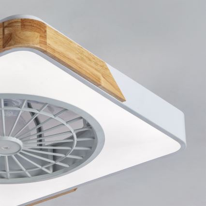Brilagi - LED dimējams griestu gaismeklis ar ventilatoru LED/38W/230V 3000-6500K 50x50 cm balts/ozols + tālvadība