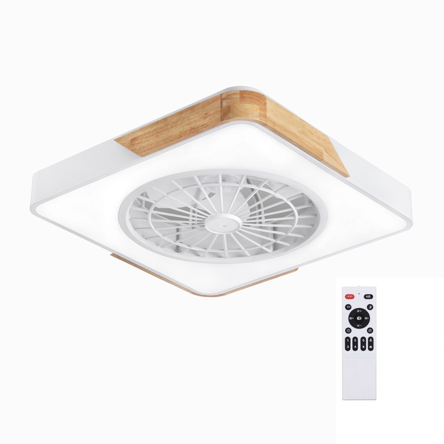 Brilagi - LED dimējams griestu gaismeklis ar ventilatoru LED/38W/230V 3000-6500K 50x50 cm balts/ozols + tālvadība