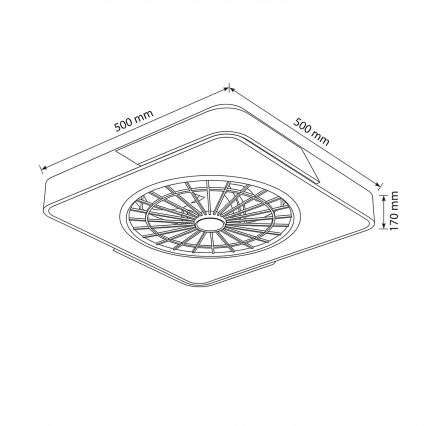 Brilagi - LED dimējams griestu gaismeklis ar ventilatoru LED/38W/230V 3000-6500K 50x50 cm balts/ozols + tālvadība