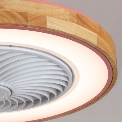 Brilagi - LED dimmējams griestu gaismeklis ar ventilatoru LED/38W/230V 3000-6500K Ø 50 cm rozā/ozols + tālvadības pults