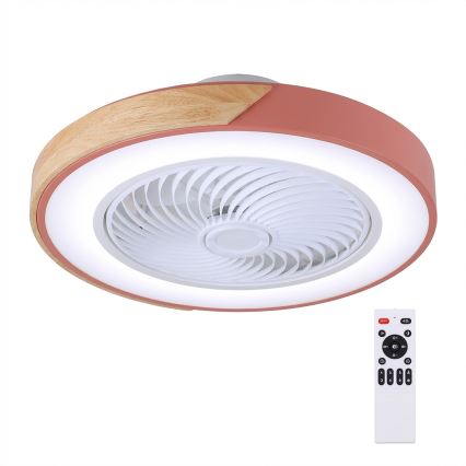 Brilagi - LED dimmējams griestu gaismeklis ar ventilatoru LED/38W/230V 3000-6500K Ø 50 cm rozā/ozols + tālvadības pults
