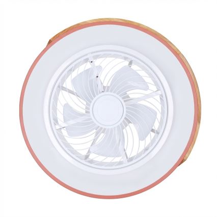 Brilagi - LED dimmējams griestu gaismeklis ar ventilatoru LED/38W/230V 3000-6500K Ø 50 cm rozā/ozols + tālvadības pults