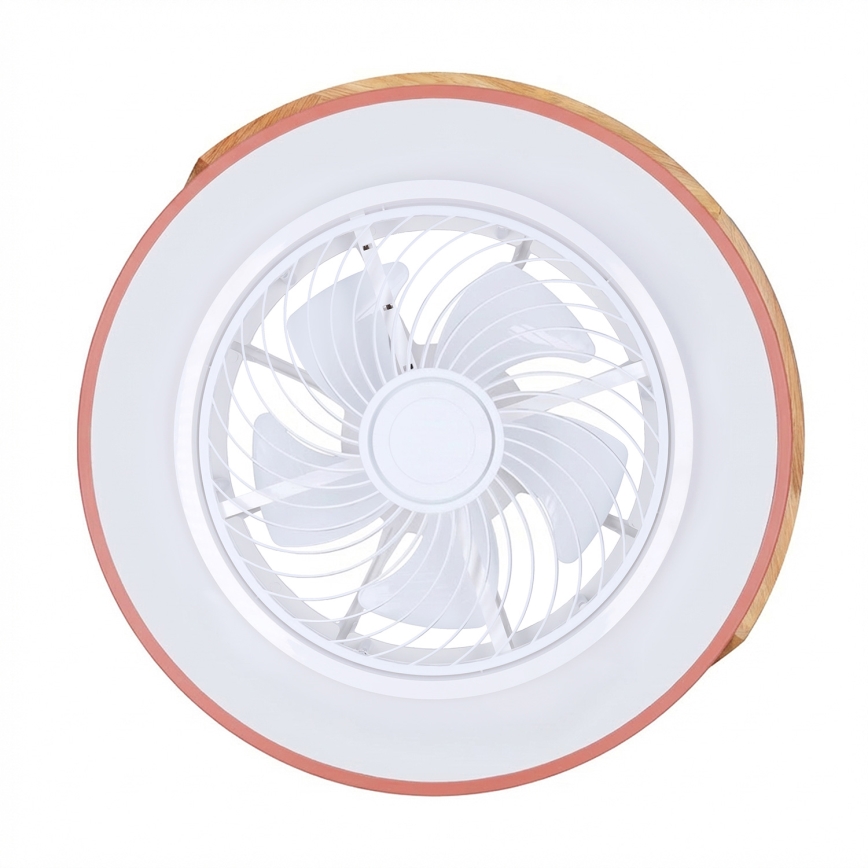 Brilagi - LED dimmējams griestu gaismeklis ar ventilatoru LED/38W/230V 3000-6500K Ø 50 cm rozā/ozols + tālvadības pults