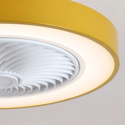 Brilagi - dimējams LED griestu gaismeklis ar ventilatoru, LED/38 W/230 V, 3000–6500 K, Ø 50 cm, zelta, ar tālvadības pulti