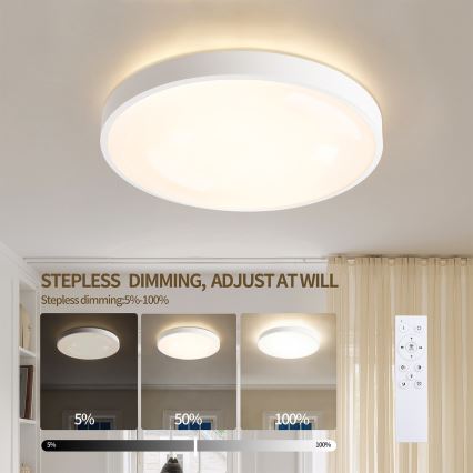 Brilagi - LED regulējams griestu gaismeklis GLASS POOL DOUBLE LED/48W/230V 3000-6000K 40 cm, balts + ar tālvadības pulti