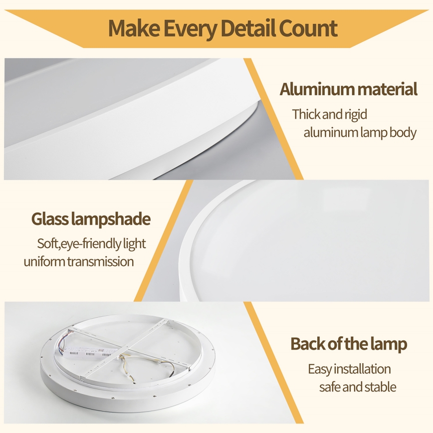 Brilagi - LED regulējams griestu gaismeklis GLASS POOL DOUBLE LED/48W/230V 3000-6000K 40 cm, balts + ar tālvadības pulti