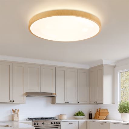 Brilagi - aptumšojams LED griestu gaismeklis GLASS POOL DOUBLE LED/80W/230V 3000-6000K 60 cm koka dekors + tālvadība