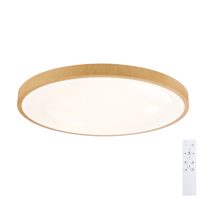 Brilagi - aptumšojams LED griestu gaismeklis GLASS POOL DOUBLE LED/80W/230V 3000-6000K 60 cm koka dekors + tālvadība
