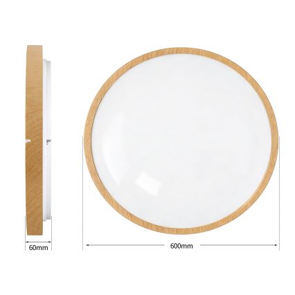 Brilagi - aptumšojams LED griestu gaismeklis GLASS POOL DOUBLE LED/80W/230V 3000-6000K 60 cm koka dekors + tālvadība