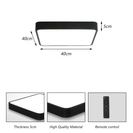 Brilagi - LED regulējams griestu gaismeklis POOL LED/36W/230V 3000-6000K 40x40 cm melns + tālvadība