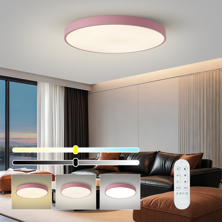 Brilagi - Regulējams LED gaismeklis POOL SMART LED/100W/230V Ø 80 cm 3000-6000K Wi-Fi Tuya + ar tālvadību rozā