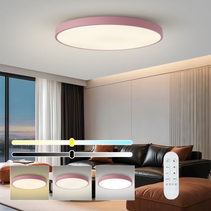 Brilagi - LED gaismeklis ar regulējamu spilgtumu POOL SMART LED/128W/230V Ø 100 cm, 3000–6000K, Wi‑Fi (Tuya) + tālvadības pults, rozā