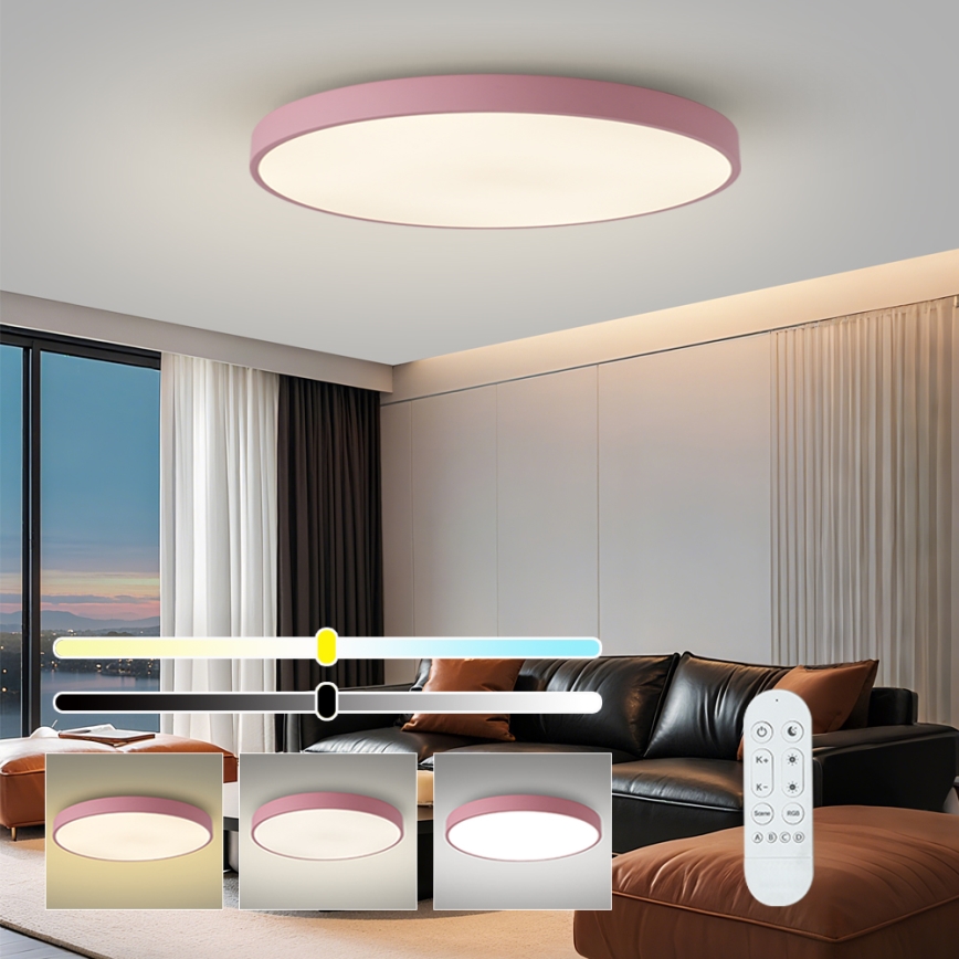 Brilagi - LED gaismeklis ar regulējamu spilgtumu POOL SMART LED/128W/230V Ø 100 cm, 3000–6000K, Wi‑Fi (Tuya) + tālvadības pults, rozā