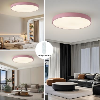 Brilagi - LED gaismeklis ar regulējamu spilgtumu POOL SMART LED/128W/230V Ø 100 cm, 3000–6000K, Wi‑Fi (Tuya) + tālvadības pults, rozā
