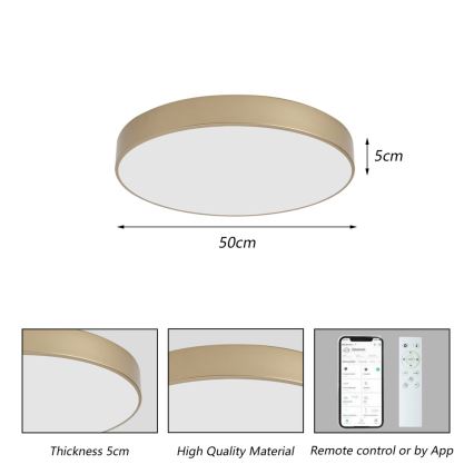 BRILAGI - LED aptumšojams griestu gaismeklis POOL SMART LED/60W/230V 3000-6000K diam. 50 cm Wi-Fi Tuya zelta + tālvadības pults