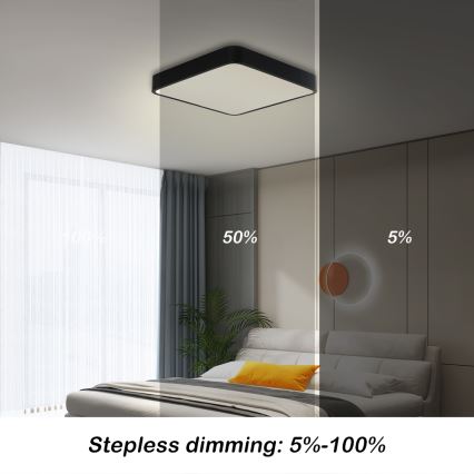Brilagi - LED regulējams griestu gaismeklis POOL SQUARE LED/36W/230V 3000-6000K 40x40 cm melns + tālvadība