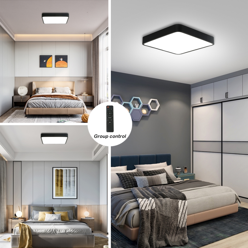 Brilagi - LED regulējams griestu gaismeklis POOL SQUARE LED/36W/230V 3000-6000K 40x40 cm melns + tālvadība