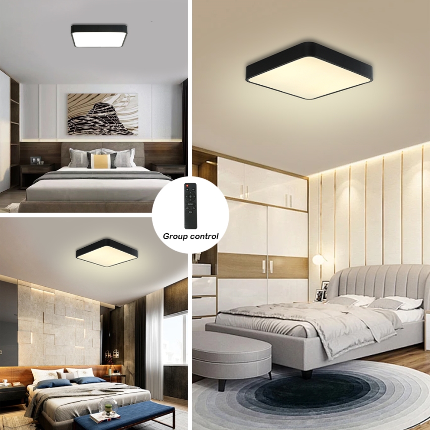 Brilagi - LED regulējams griestu gaismeklis POOL SQUARE LED/48W/230V 3000-6000K 50x50 cm melns + tālvadības pults