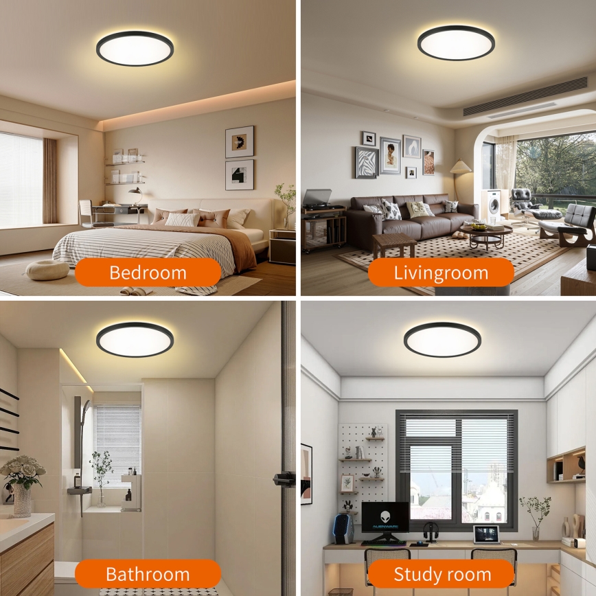 Brilagi - LED regulējams griestu gaismeklis ULTRA SLIM LED/18W/230V 2700-6500K diam. 30 cm melns + tālvadības pults